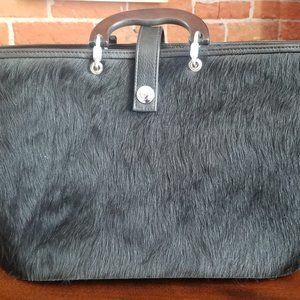 RARE! Spinneybeck Haired-Hide Black Handbag Purse